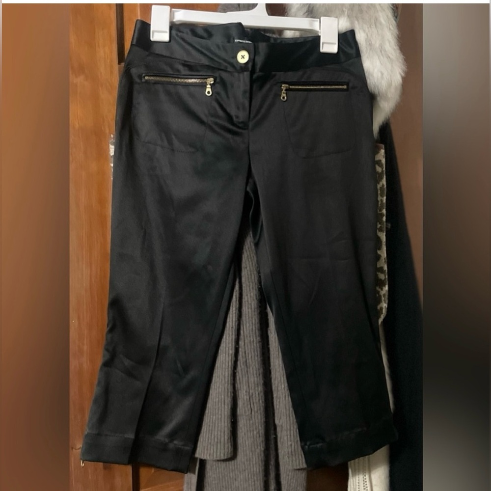 Express Black Satin Capris 😎
